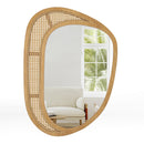 Bohemian Irregular Wall Mounted Decorative Mirror with Wooden Frame-Natural