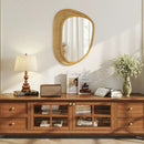 Bohemian Irregular Wall Mounted Decorative Mirror with Wooden Frame-Natural by LJGDeals