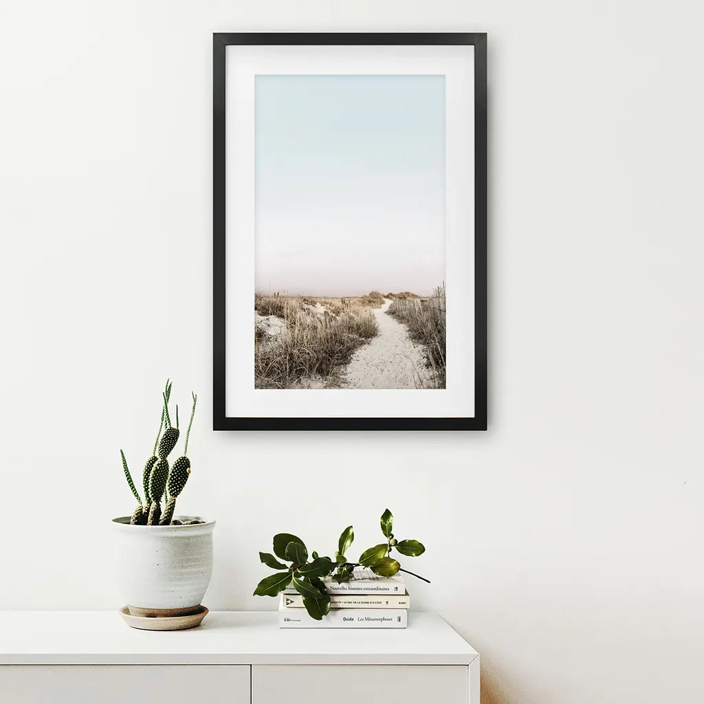 Boho Chic Wall Art Print. Sandy Beach Path, Dried Grass, photo 7 of 10