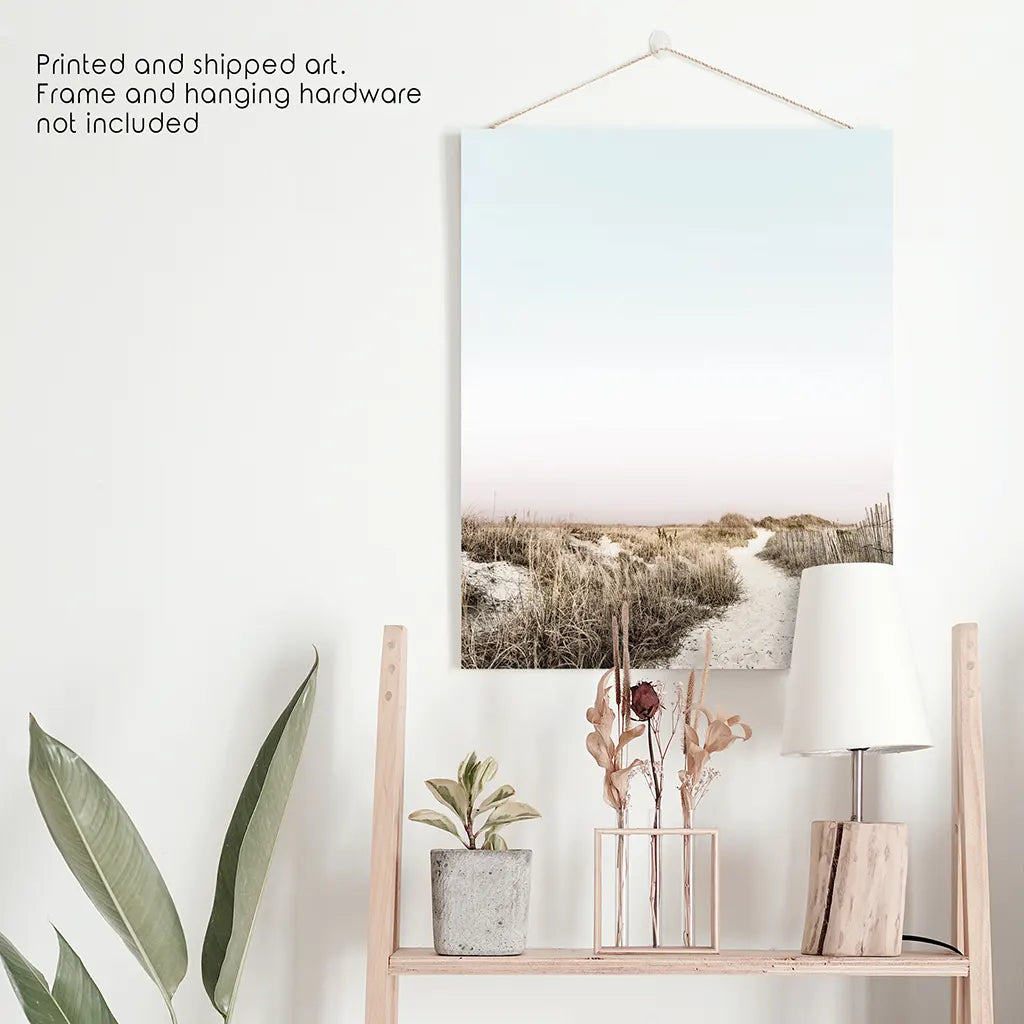 Boho Chic Wall Art Print. Sandy Beach Path, Dried Grass, photo 10 of 10