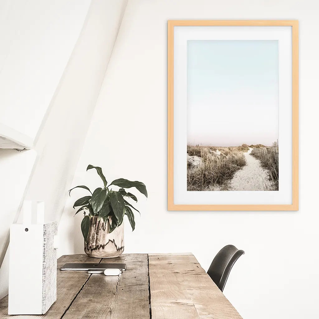 Boho Chic Wall Art Print. Sandy Beach Path, Dried Grass, photo 6 of 10