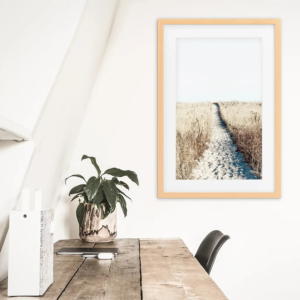 Calm Beach Wall Art Print. Sand Dunes, Dried Grass, photo 6 of 10