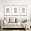 Blush Pink Botanical Line Art Print Set of 3 by Wall Art Set