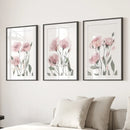 Watercolor Blush Pink Flowers Poster Decor Set by Wall Art Set