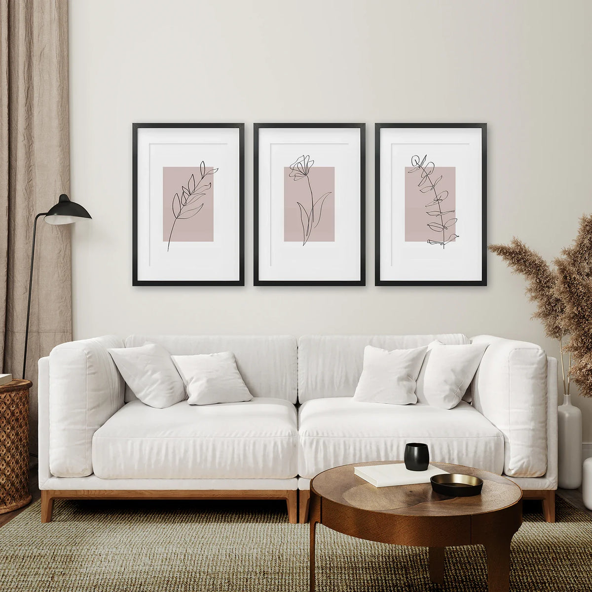 Blush Pink Botanical Line Art Print Set of 3, photo 6 of 9