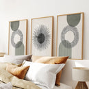 Set of 3 Boho Prints. Sage Green Modern Mid Century Wall Art. by Wall Art Set