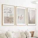 Boho Minimalist Wall Art Set. Abstract Faces, Grass, Stairs by Wall Art Set