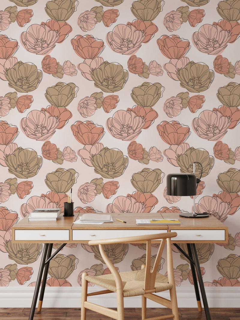 Boho Floral Pattern Peel and Stick Wallpaper