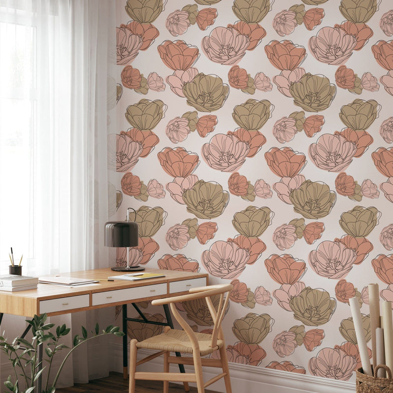 Boho Floral Pattern Peel and Stick Wallpaper