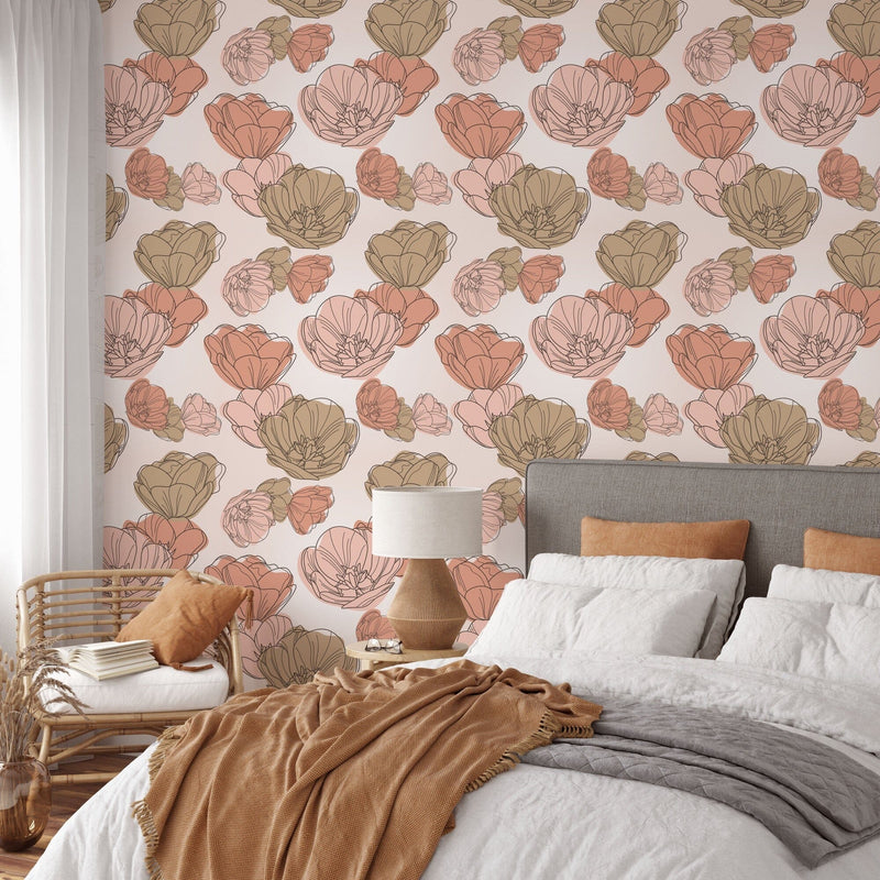 Boho Floral Pattern Peel and Stick Wallpaper