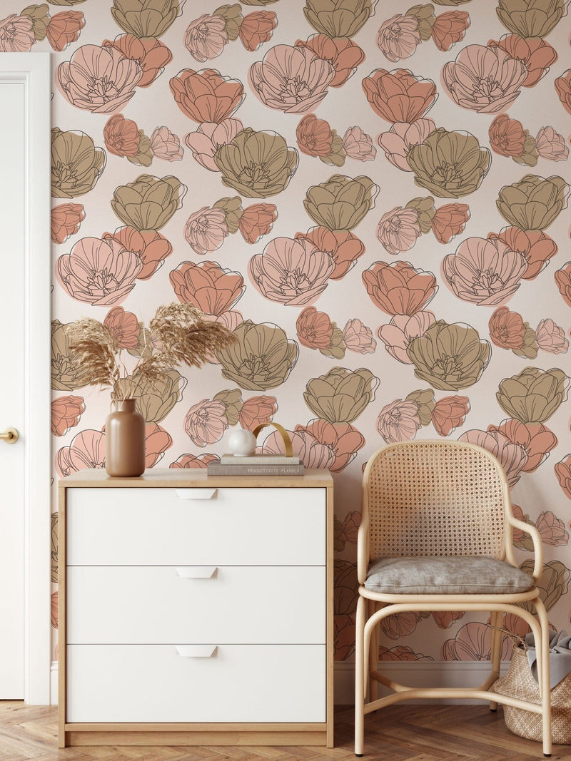 Boho Floral Pattern Peel and Stick Wallpaper