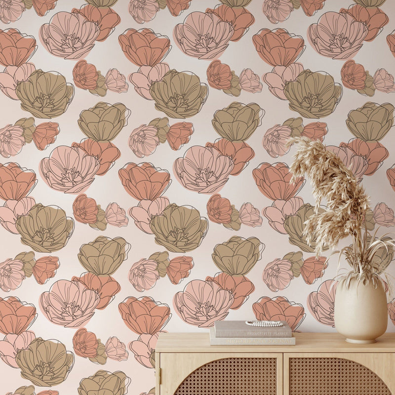 Boho Floral Pattern Peel and Stick Wallpaper