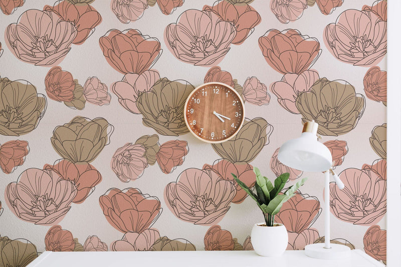 Boho Floral Pattern Peel and Stick Wallpaper