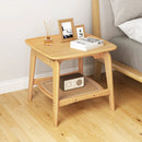 Boho Bamboo Sofa Side Table with Faux Rattan Storage Shelf-Natural by LJGDeals
