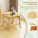 Boho Bamboo Sofa Side Table with Faux Rattan Storage Shelf-Natural by LJGDeals