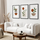 Abstract Green Leaves Wall Art Set of 3 Pieces. Earth Tones