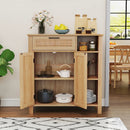 Boho Buffet Sideboard Storage Cabinet with Drawer and Rattan Woven Doors-Natural by LJGDeals