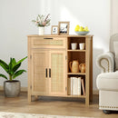 Boho Buffet Sideboard Storage Cabinet with Drawer and Rattan Woven Doors-Natural by LJGDeals