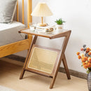 Boho End Table with Magazine Rack and Tempered Glass Top by LJGDeals
