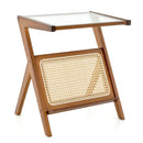Boho End Table with Magazine Rack and Tempered Glass Top by LJGDeals