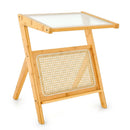 Boho End Table with Magazine Rack and Tempered Glass Top by LJGDeals
