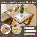 Boho End Table with Magazine Rack and Tempered Glass Top by LJGDeals