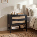 Rattan Nightstand with 2 Drawers and Open Shelf by LJGDeals