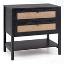 Rattan Nightstand with 2 Drawers and Open Shelf by LJGDeals