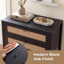 Rattan Nightstand with 2 Drawers and Open Shelf by LJGDeals