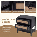 Rattan Nightstand with 2 Drawers and Open Shelf by LJGDeals
