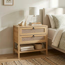Rattan Nightstand with 2 Drawers and Open Shelf by LJGDeals