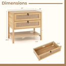 Rattan Nightstand with 2 Drawers and Open Shelf by LJGDeals