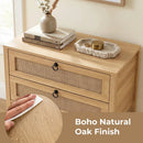 Rattan Nightstand with 2 Drawers and Open Shelf by LJGDeals