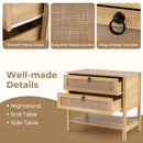 Rattan Nightstand with 2 Drawers and Open Shelf by LJGDeals