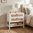 Rattan Nightstand with 2 Drawers and Open Shelf by DirectDeals