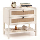 Rattan Nightstand with 2 Drawers and Open Shelf by LJGDeals