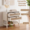 Rattan Nightstand with 2 Drawers and Open Shelf by LJGDeals