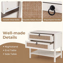 Rattan Nightstand with 2 Drawers and Open Shelf by LJGDeals