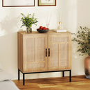 Boho Storage Cabinet with Asymmetrical Pattern Doors for Kitchen-Natural by LJGDeals