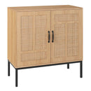 Boho Storage Cabinet with Asymmetrical Pattern Doors for Kitchen-Natural by LJGDeals