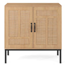 Boho Storage Cabinet with Asymmetrical Pattern Doors for Kitchen-Natural by LJGDeals