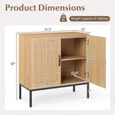 Boho Storage Cabinet with Asymmetrical Pattern Doors for Kitchen-Natural by LJGDeals