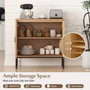 Boho Storage Cabinet with Asymmetrical Pattern Doors for Kitchen-Natural by LJGDeals