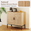 Boho Storage Cabinet with Asymmetrical Pattern Doors for Kitchen-Natural by LJGDeals