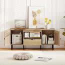 Boho TV Stand for 60 Inch TV Entertainment Center with Cabinets and Storage Shelf-Natural by LJGDeals