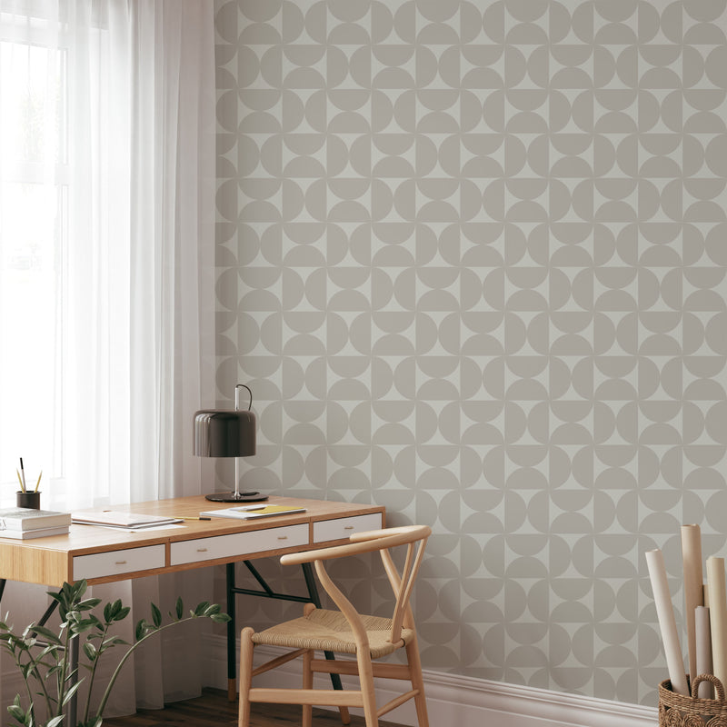 Modern Geometric Wallpaper - Beige & Grey Pattern Wallpaper