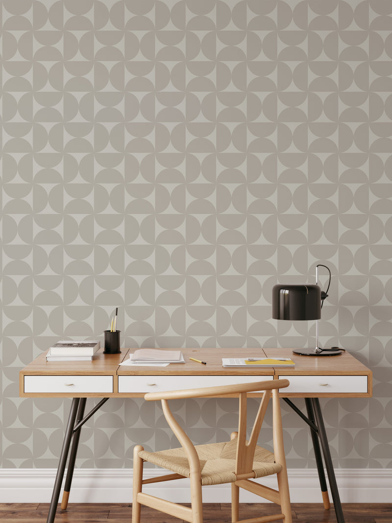 Modern Geometric Wallpaper - Beige & Grey Pattern Wallpaper