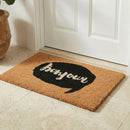 Bonjour Callout Doormat (18" x 30" Thick) Handwoven, Durable FINAL SALE
