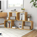 2-Tier S-Shaped Bamboo Bookcase with 2 Open Cubes for Living Room-Natural by DirectDeals