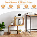 2-Tier S-Shaped Bamboo Bookcase with 2 Open Cubes for Living Room-Natural by LJGDeals